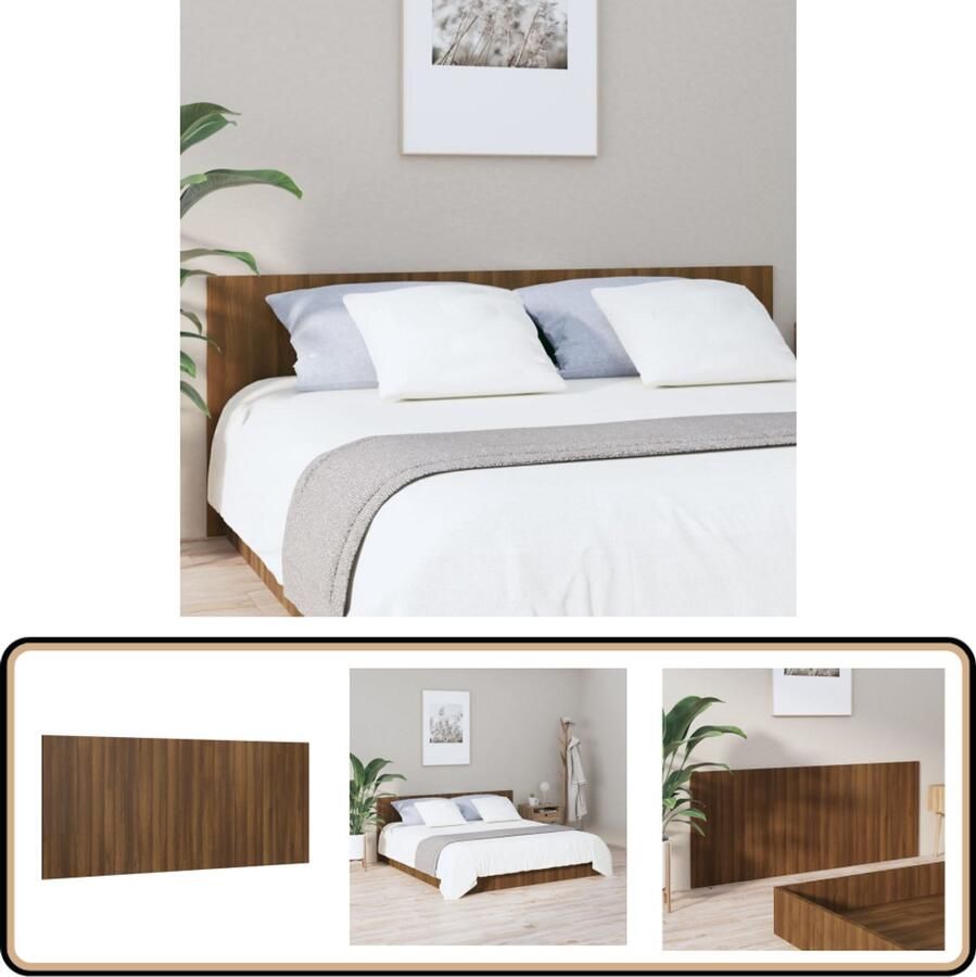 VidaXL Hoofdbord 200x80 cm Bruin Eiken Bewerkt Hout Houten Hoofdbord Voor Bed Hoofdeinde Bruine Eiken Kamerdecoratie Slaapkamers