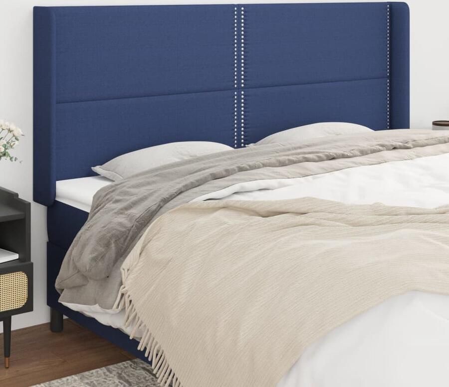 VidaXL Hoofdbord met randen 183x16x118 128 cm Blauw Hoofd Bord Beddecoratie Hoofdkussen Klassiek Hoofdbord Blauwe Kamer Slaapkamers - Foto 2