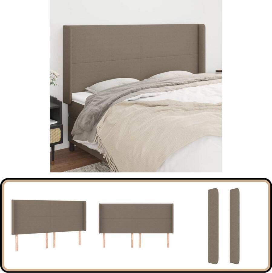 VidaXL Hoofdbord 203x16x118 128 cm Stof Taupe Hoofd Bord Hoofdkussen Beddecoratie Slaap Accessoires Stoffen Hoofdbord Taupe Kleur Hoogtestelbaar Comfortabel