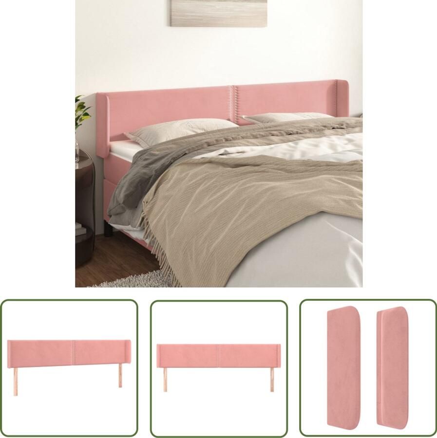 VidaXL Hoofdbord 203x16x78 88 cm Fluweel Roze Hoofd Bord Hoofdkussen Beddecoratie Slaap Accessoires Roze Meubilair Velvet Meubel - Foto 2