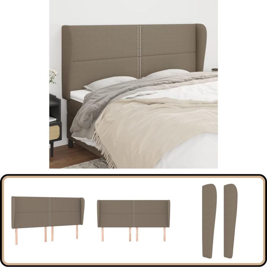 VidaXL Hoofdbord 183x23x118 128 cm Stof Taupe Klassieke Hoofdbord Bedhoofd Hoofdbekleding Taupecleur Stoffen Hoofdbord Comfortabele Hoofdbord Leeshoek Tv Hoek