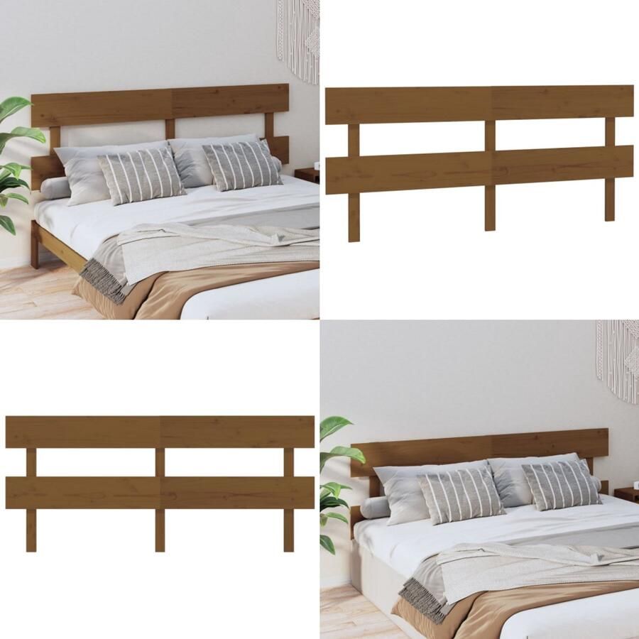 VidaXL Hoofdbord 204x3x81 cm massief grenenhout honingbruin Hoofdbord Hoofdborden Hoofdeinde Houten Hoofdbord