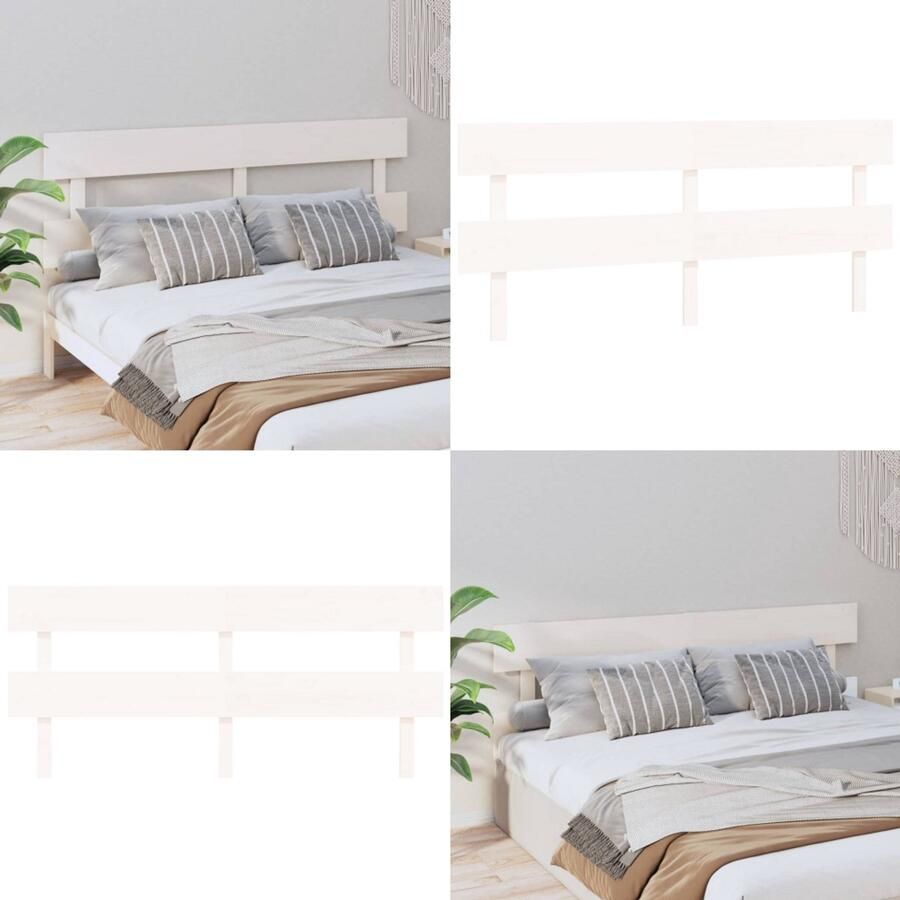 VidaXL Hoofdbord 204x3x81 cm massief grenenhout wit Hoofdbord Hoofdborden Hoofdeinde Houten Hoofdbord