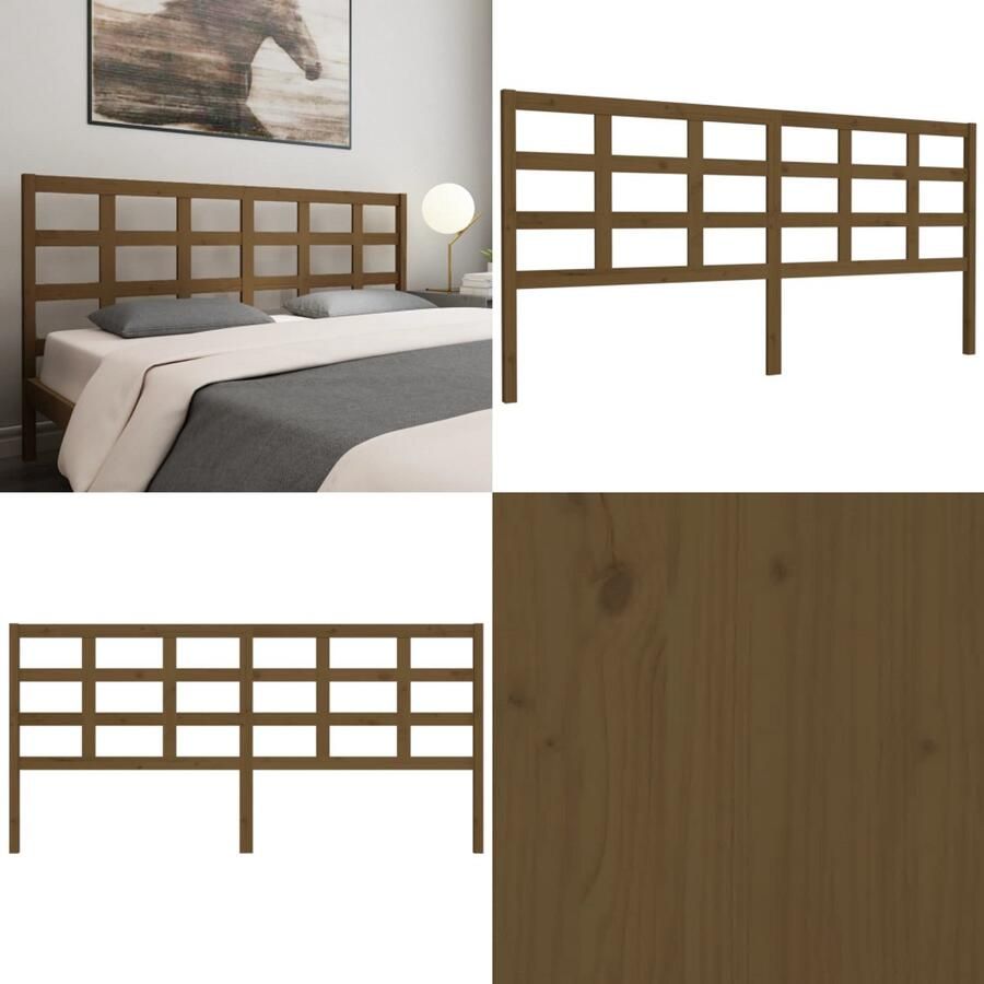 VidaXL Hoofdbord 205 5x4x100 cm massief grenenhout honingbruin Hoofdbord Hoofdborden Hoofdeinde Houten Hoofdbord
