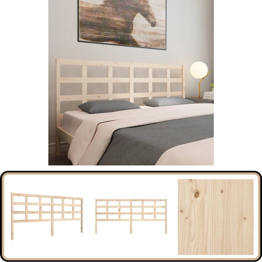 VidaXL Hoofdbord 205 5x4x100 cm Massief Grenenhout Houten Hoofdbord Hoofddekens Bed Accessoires Slaapkamers Grenenhout Meubels