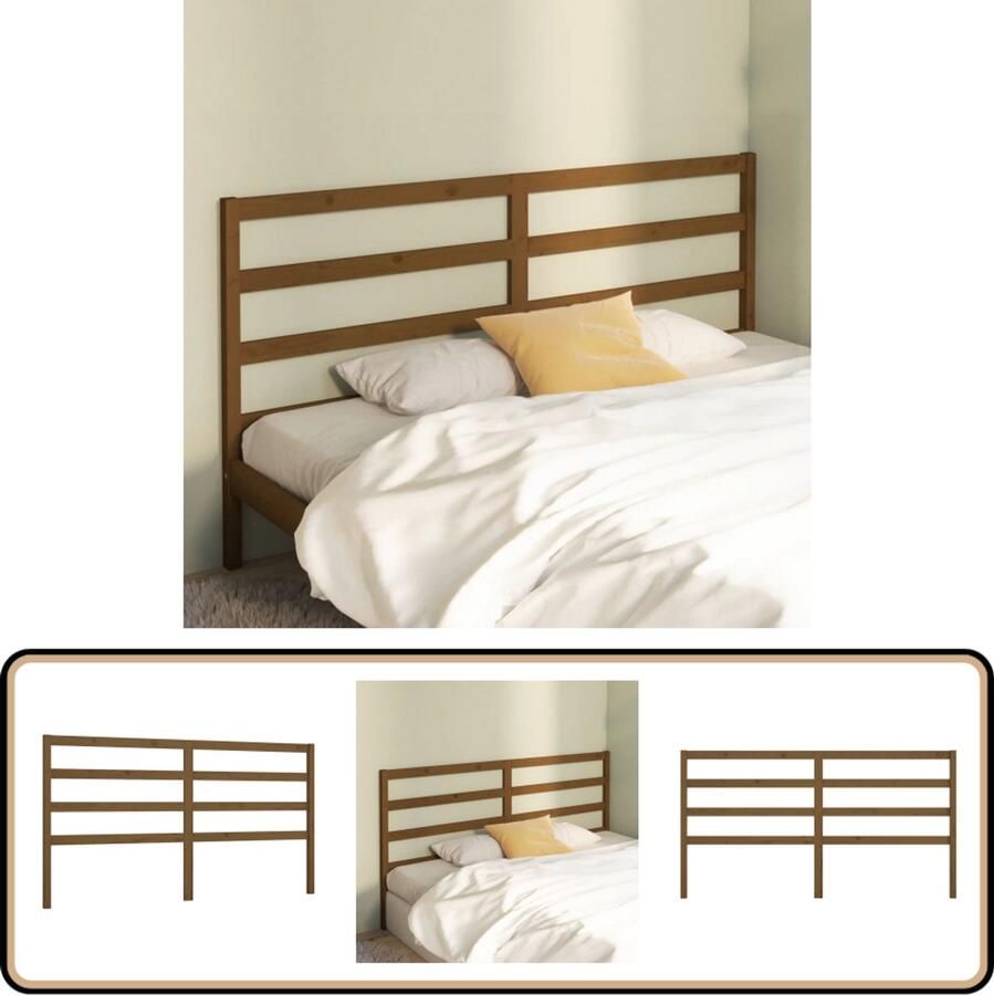 VidaXL Hoofdbord 206x100 cm Massief Grenen Honingbruin Hoofd Bord Hoofdeinde Beddecoratie Grenenhout Meubilair Klassieke Stijl Bruine Kamer Accessoires Slaapkamers Decoreren Hout Meubel