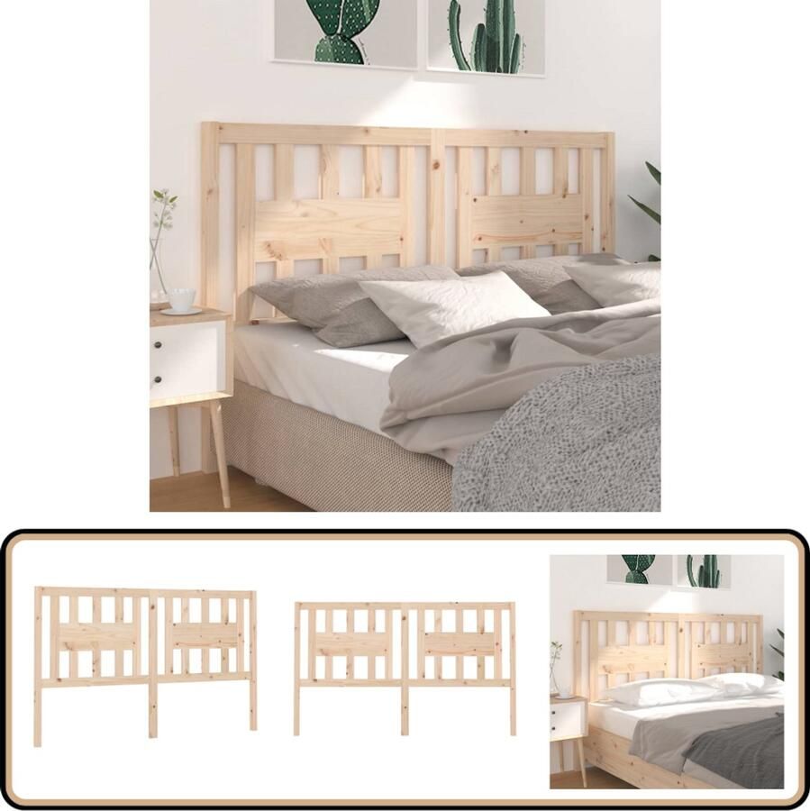 VidaXL Hoofdbord 206x100 cm massief grenenhout Klassieke Hoofdeinde Houten Hoofdbord Rustic Headboard Bed Frame Decoratie Hoofdboard Bruine Kleur