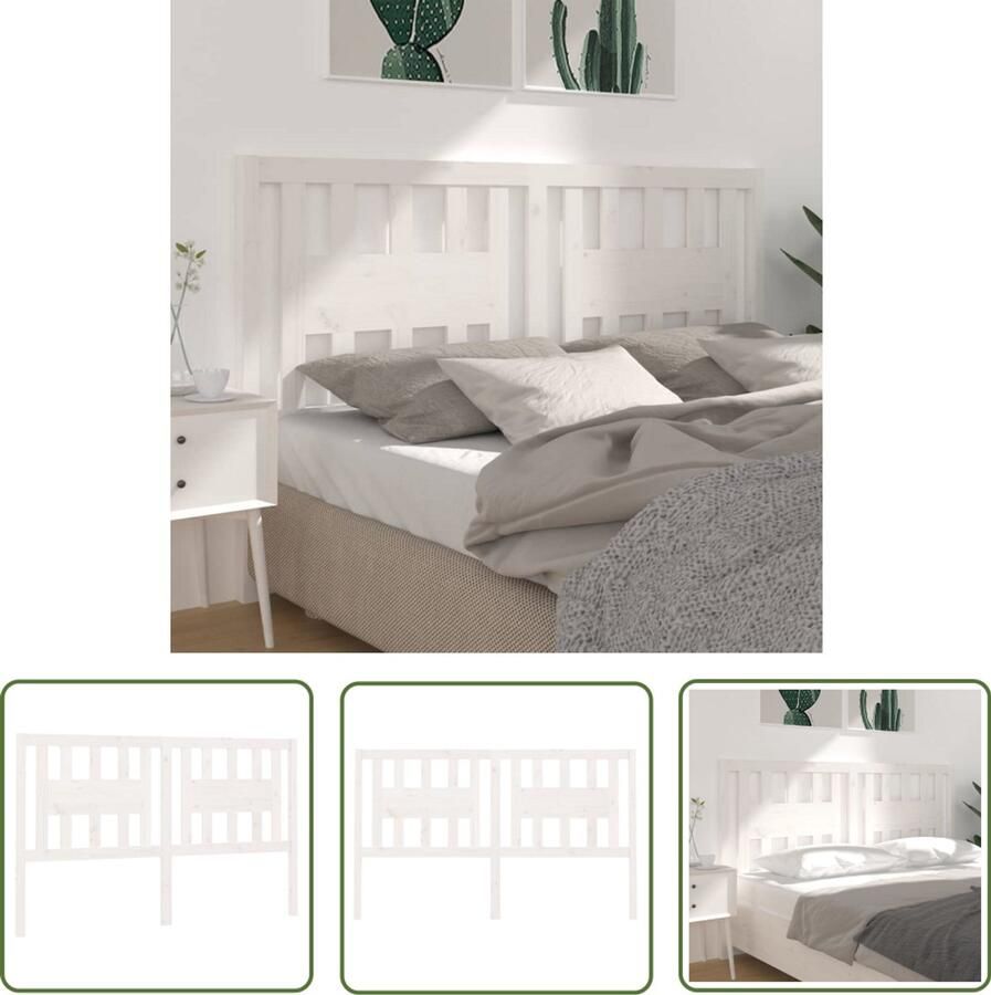 VidaXL Hoofdbord 206x100 cm Wit Grenenhout Houten Hoofdbord Hoofdeinde Massief Hout Witte Hoofdbord Bedroom Decor Slaapkamer Accessoires