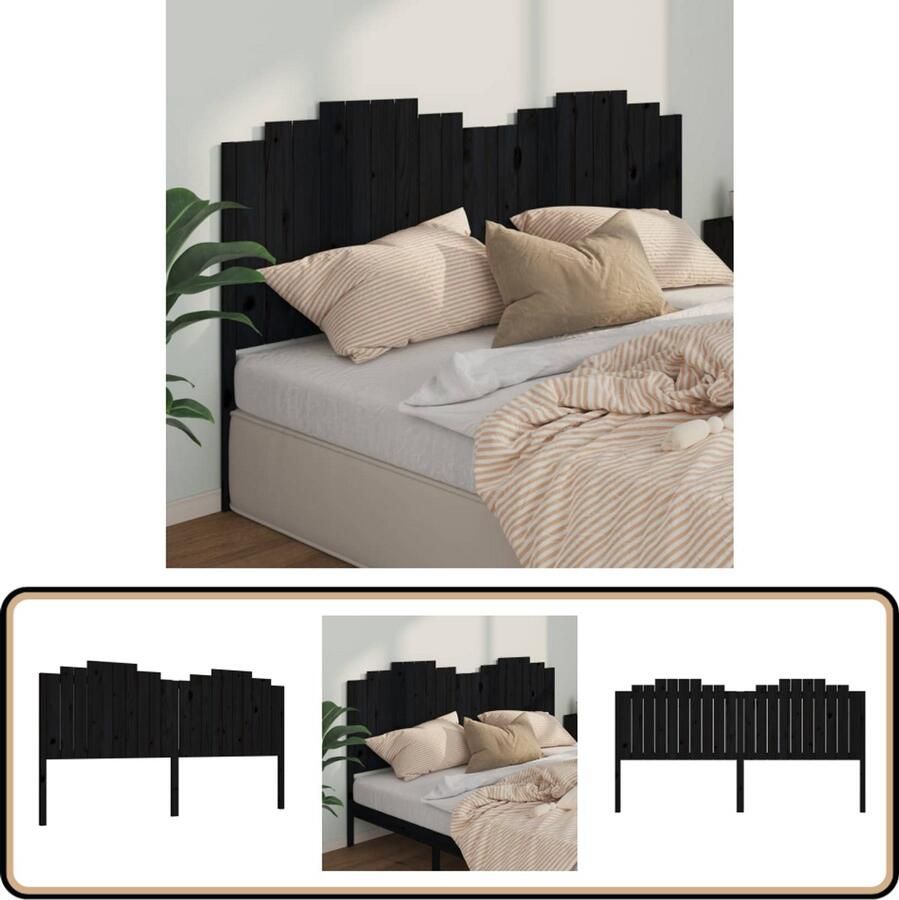 VidaXL Hoofdbord 206x110 cm Massief Grenenhout Zwart Houten Hoofdbord Kopen Zwarte Hoofdbord Massief Grenenhout Landelijke Stijl