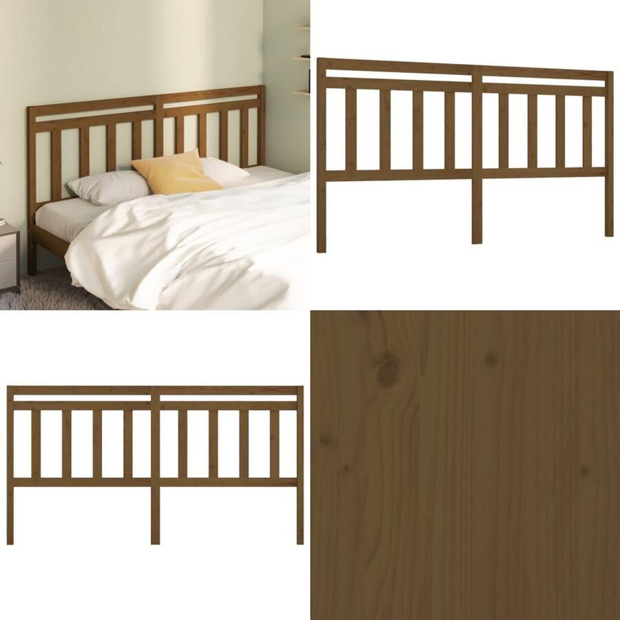 VidaXL Hoofdbord 206x4x100 cm massief grenenhout honingbruin Hoofdbord Hoofdborden Hoofdeinde Houten Hoofdbord