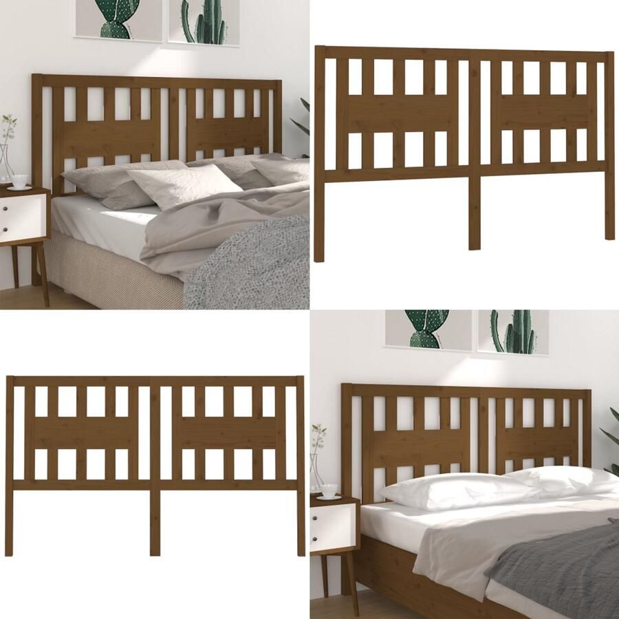 VidaXL Hoofdbord 206x4x100 cm massief grenenhout honingbruin Hoofdbord Hoofdborden Hoofdeinde Houten Hoofdbord - Foto 2
