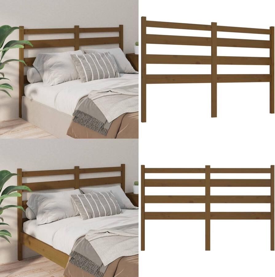 VidaXL Hoofdbord 206x4x100 cm massief grenenhout honingbruin Hoofdbord Hoofdborden Hoofdeinde Houten Hoofdbord