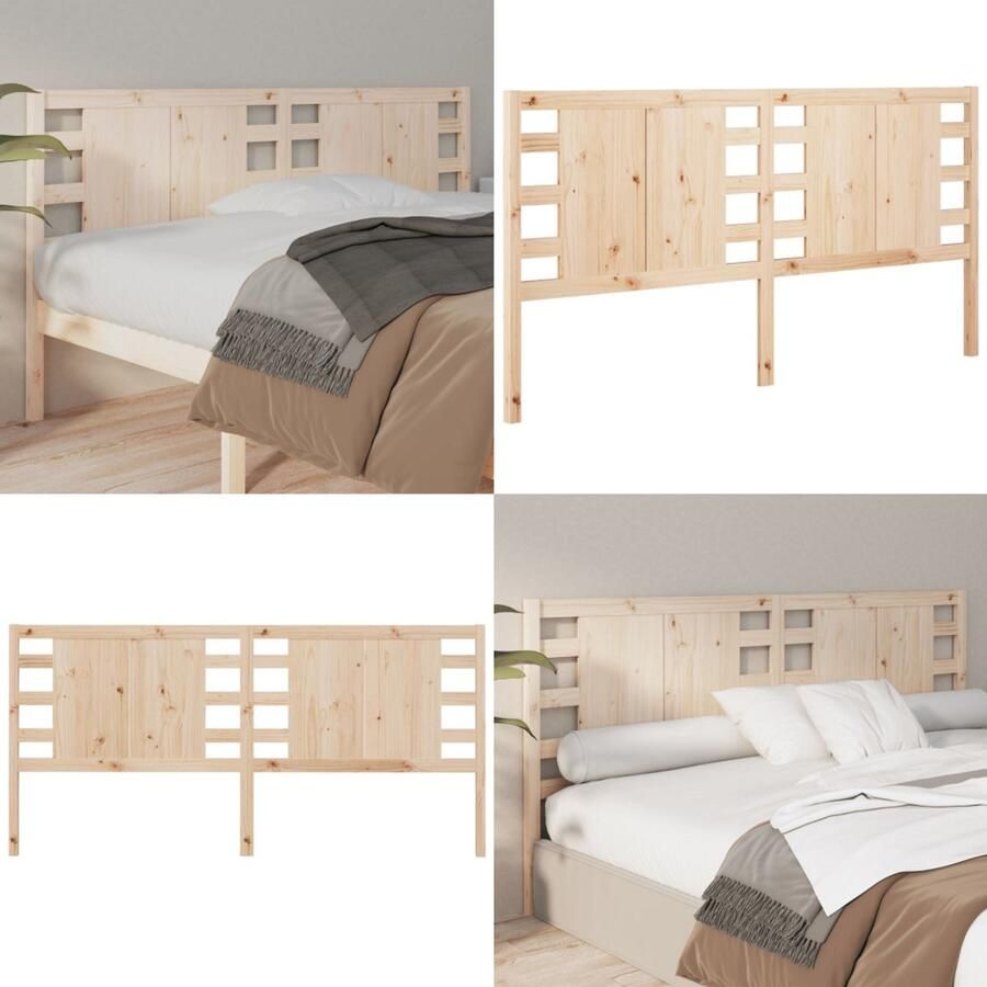 VidaXL Hoofdbord 206x4x100 cm massief grenenhout Hoofdbord Hoofdborden Hoofdeinde Houten Hoofdbord - Foto 2