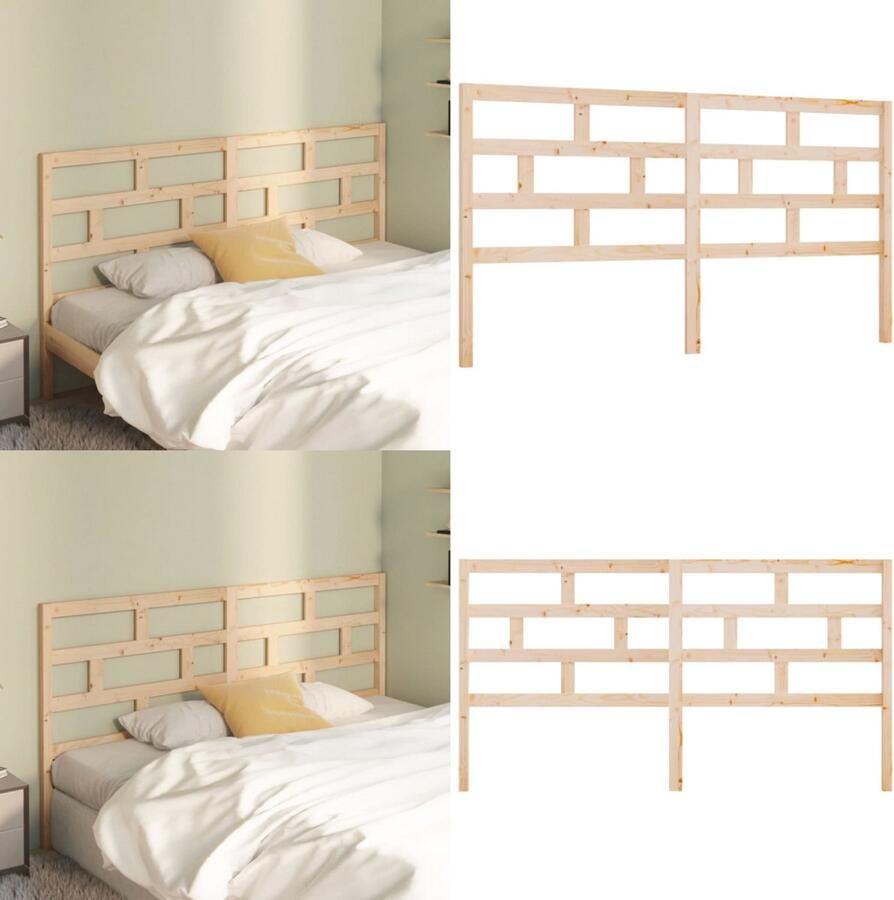 VidaXL Hoofdbord 206x4x100 cm massief grenenhout Hoofdbord Hoofdborden Hoofdeinde Houten Hoofdbord - Foto 3