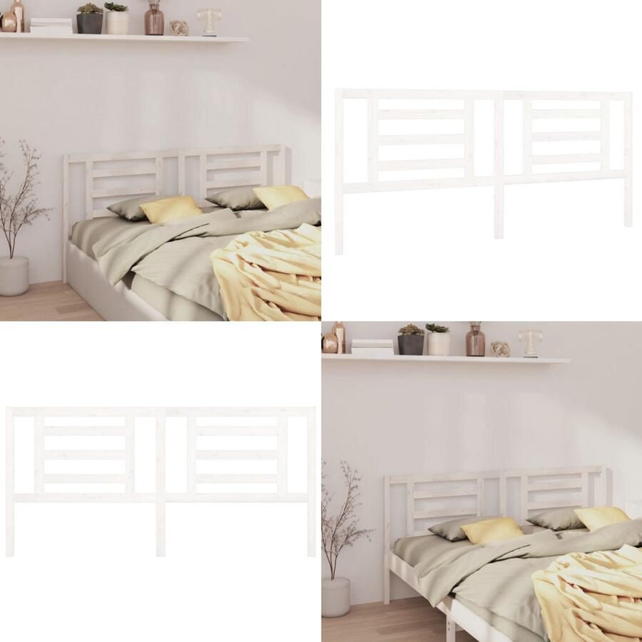 VidaXL Hoofdbord 206x4x100 cm massief grenenhout wit Hoofdbord Hoofdborden Hoofdeinde Houten Hoofdbord - Foto 2