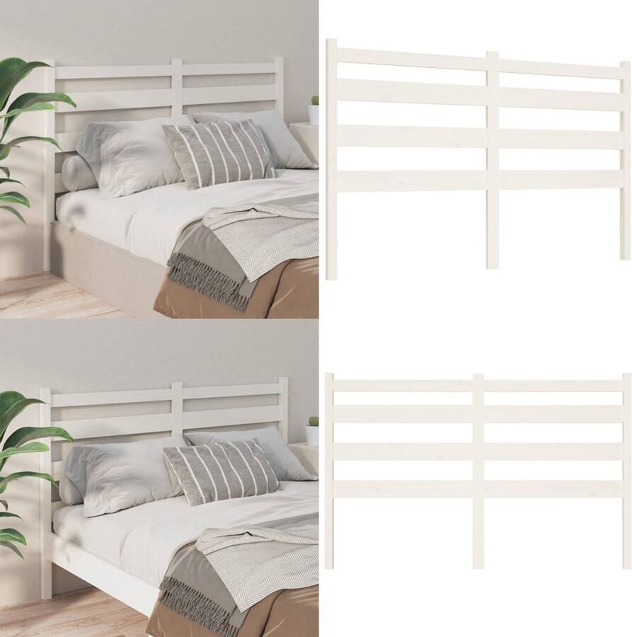 VidaXL Hoofdbord 206x4x100 cm massief grenenhout wit Hoofdbord Hoofdborden Hoofdeinde Houten Hoofdbord - Foto 5