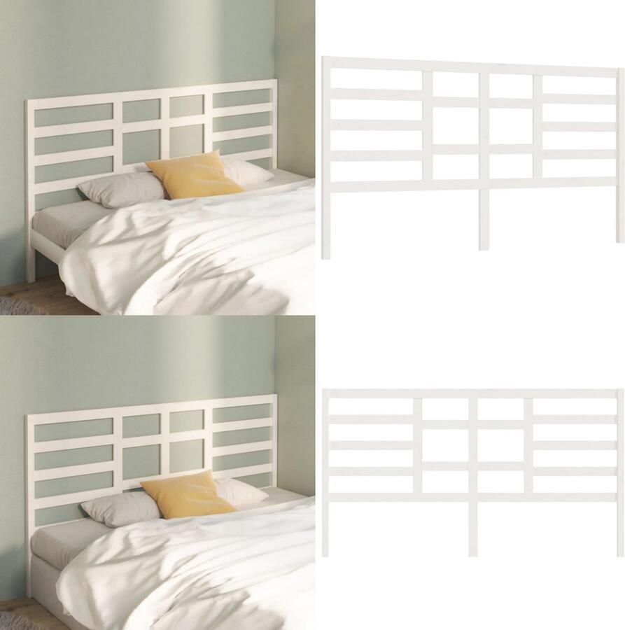 VidaXL Hoofdbord 206x4x104 cm massief grenenhout wit Hoofdbord Hoofdborden Hoofdeinde Houten Hoofdbord