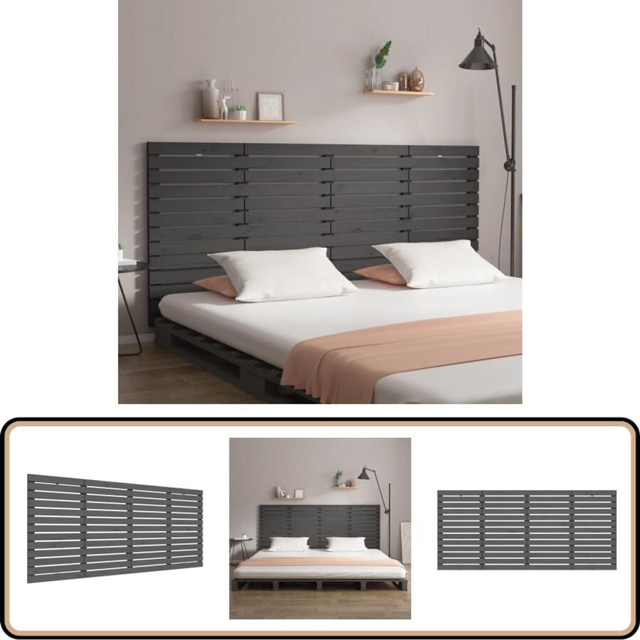 VidaXL Hoofdbord 206x91 5 cm Massief Grenenhout Grijs Wandhoofdbord Hoofdbord Klassieke Stijl Hout Grenenhout Grijze Kleuren Slaapkamers Comfort Leeshoek Tvkijken
