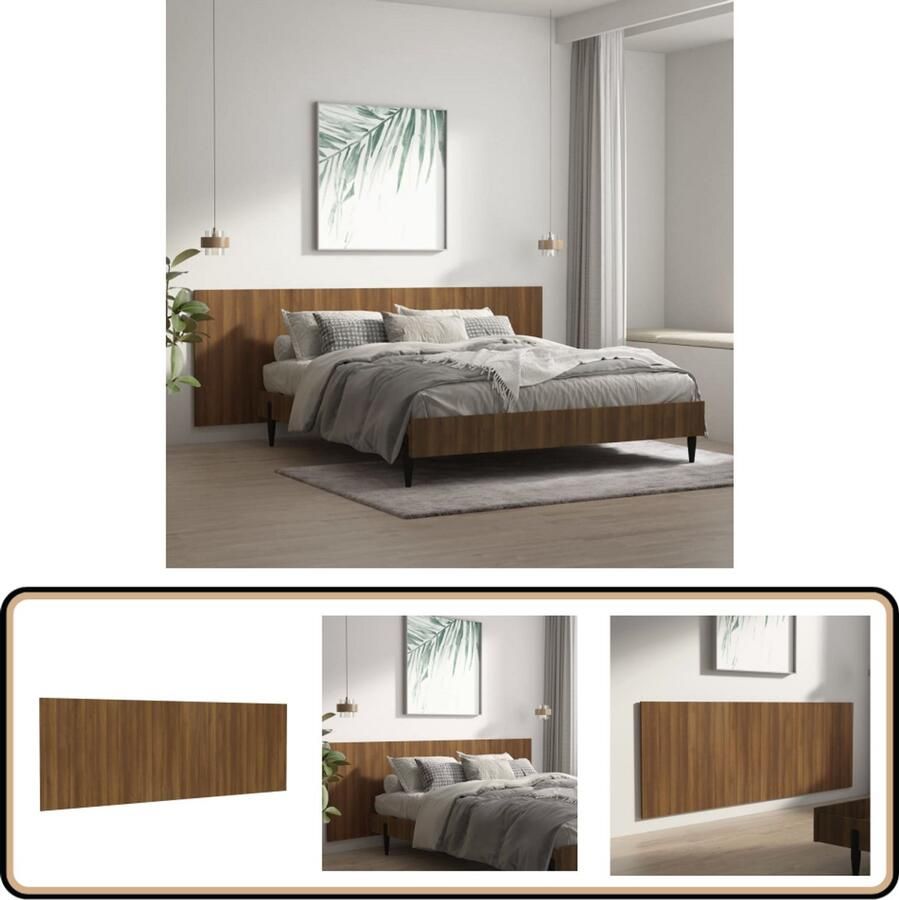 VidaXL Hoofdbord 240x80 cm Bruin Eikenhout Wanddecoratie Hoofdbord Houten Hoofdbord Klassieke Hoofdbord Bruine Meubels Slaapkamers Decoratie Bedroom Furniture