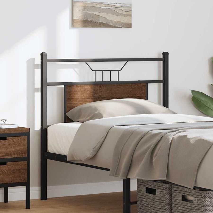VidaXL Vervangend hoofdbord 75 cm bewerkt hout en staal bruin eikenkleurig