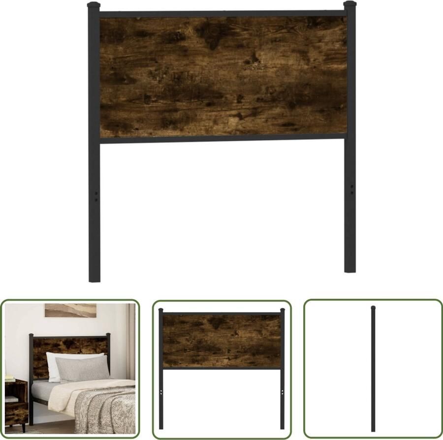 VidaXL Hoofdbord 75 cm Bewerkt Hout en Staal Hoofd Bord Hoofdborden Bedhoofdbord Beddecoratie Houten Hoofdbord