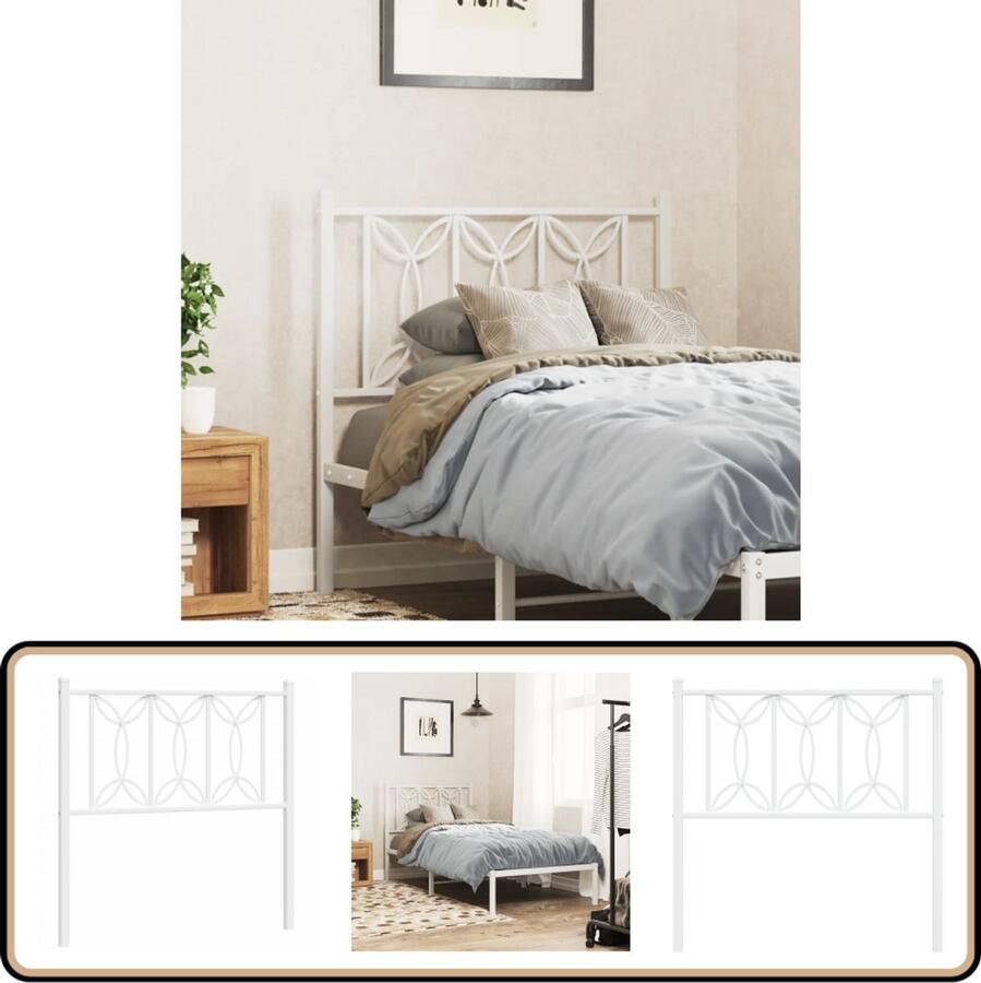VidaXL Hoofdbord 75 cm Metaal Wit Hoofd Bord Hoofdbord Bedding Slaapkamerinrichting Metalen Hoofdbord