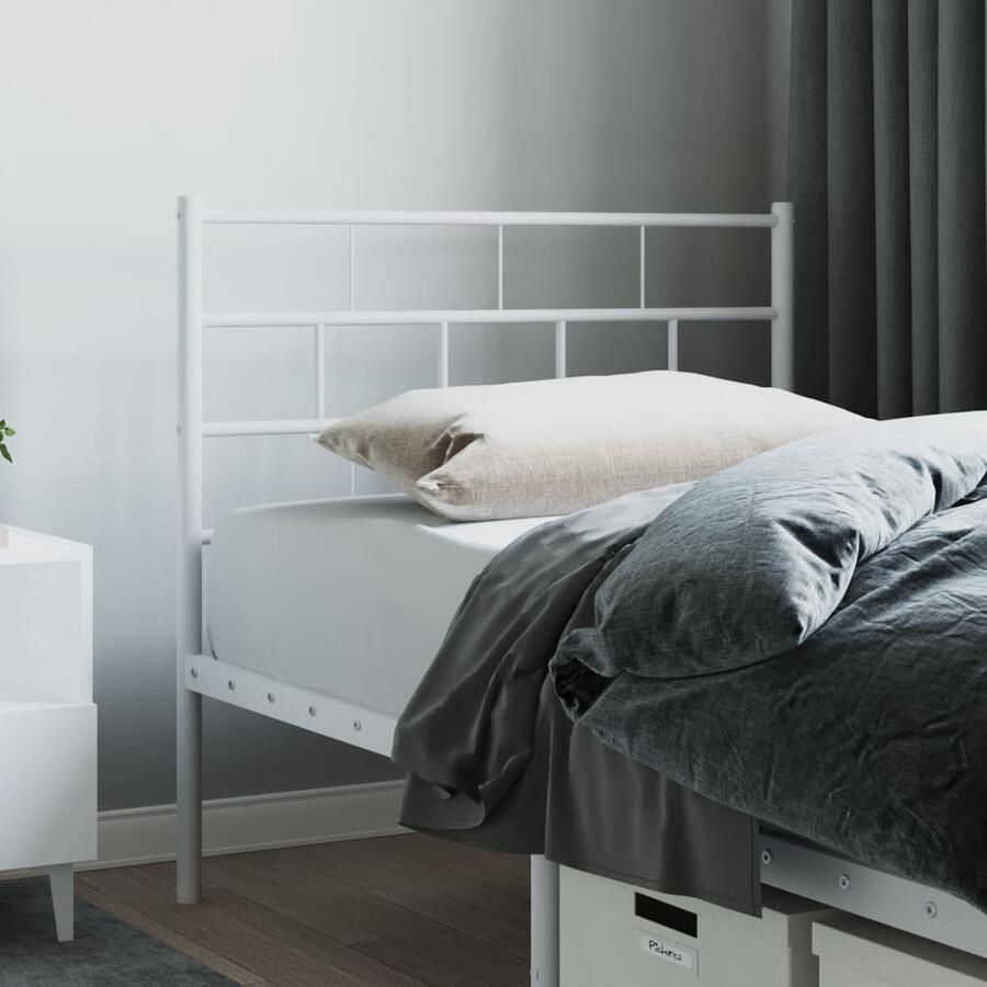 VidaXL Hoofdbord 75 cm Metaal Wit Hoofdbord Hoofdbed Staal Wit Klassiek Modern Bedroom Decor Slaapkamervloerisolator Luxe Bed Comfortabel Robuust Stevig Elegant Stijlvol Compleet - Foto 2