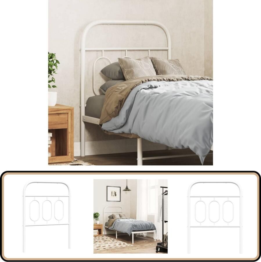 VidaXL Hoofdbord 75 cm metaal wit Hoofdbord Hoofdbekleding Beddecoratie Staal Hoofdbord Wit Hoofdbord