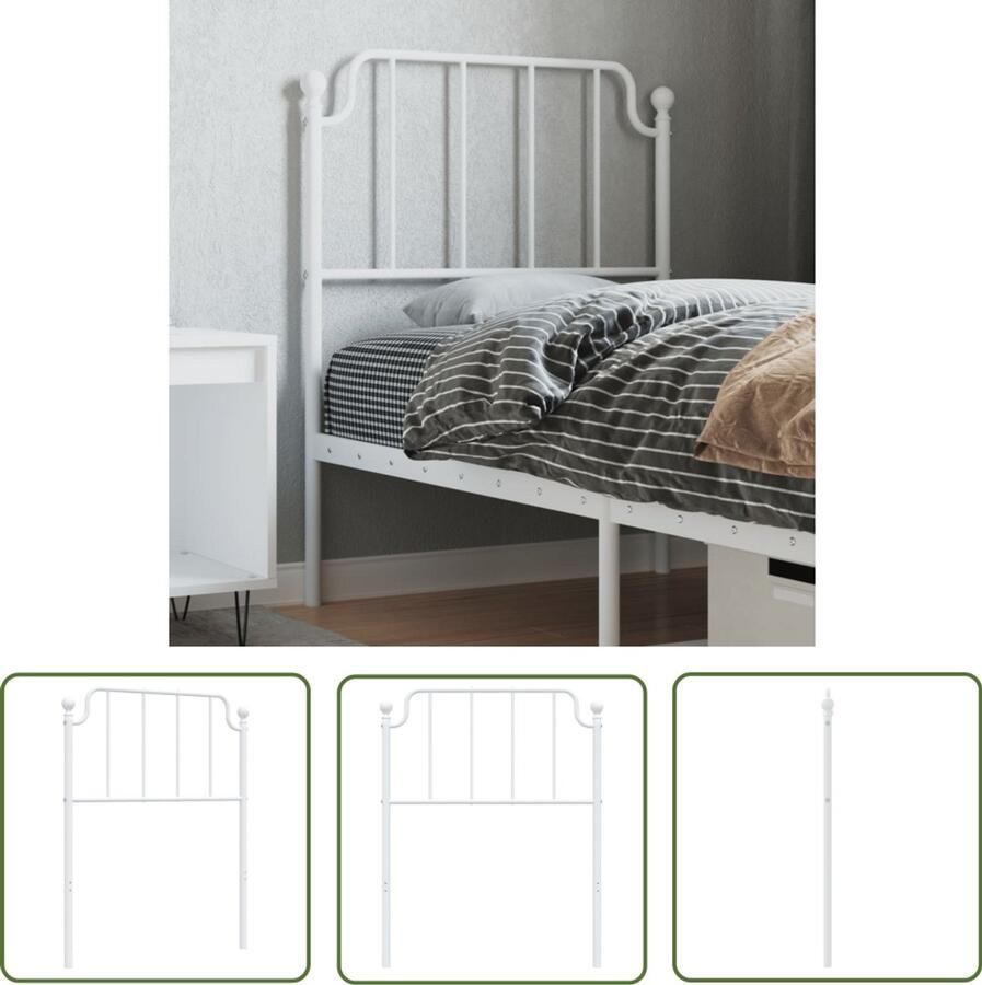 VidaXL Hoofdbord 75 cm metaal wit Hoofdbord Hoofdboard Beddecoratie Slaapkamerinrichting Staal Wit Moderne Slaapkamer Classic Headboard Luxe Hoofdbord