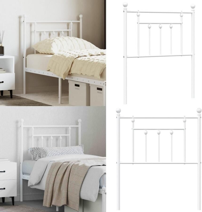 VidaXL Hoofdbord 75 cm metaal wit Hoofdbord Hoofdborden Hoofdeinde Metalen Hoofdbord