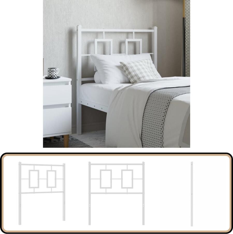 VidaXL Hoofdbord 75 cm metaal wit - Foto 2