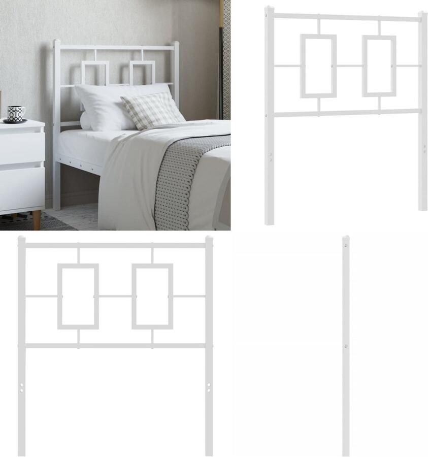 VidaXL Hoofdbord 75 cm metaal wit Hoofdbord Hoofdborden Hoofdeinde Metalen Hoofdbord - Foto 2