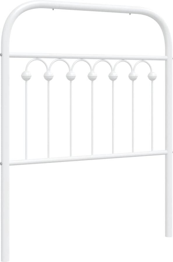The Living Store Hoofdbord Staal Wit 80 x 3 x 100 cm Stevige metalen poten Hoofd Bord Hoofdborden Bed Hoofdbord Bedhoofdbord Hoofdboard - Foto 2