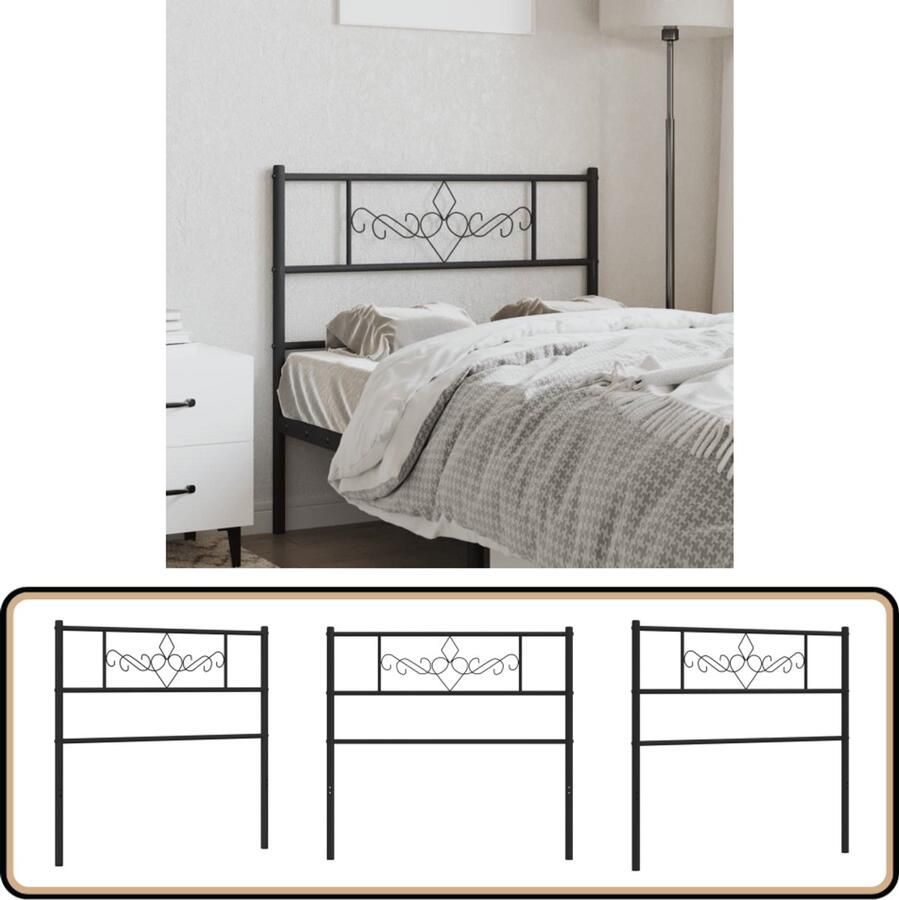 VidaXL Hoofdbord 75 cm metaal zwart Hoofdbord Hoofdbed Metalen Hoofdbord Zwart Hoofdbord Slaapkamersdecoratie Bed Accessoires