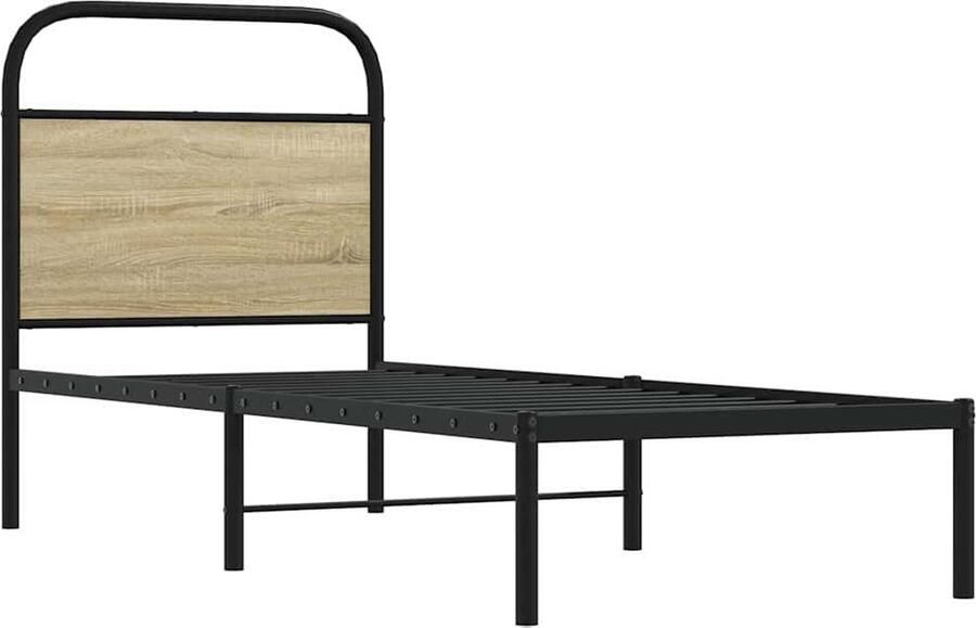 VidaXL Hoofdbord 75 cm staal en bewerkt hout sonoma eikenkleurig