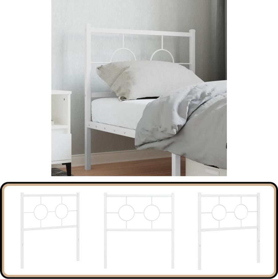 VidaXL Hoofdbord 75 cm staal wit Hoofd Bord Hoofdbord Bedding Slaapkamerdecoratie Staal Wit Modern Klassiek Luxe Minimalistisch Elegant Stevig Robuust Support Leeshoek Tv Hoek
