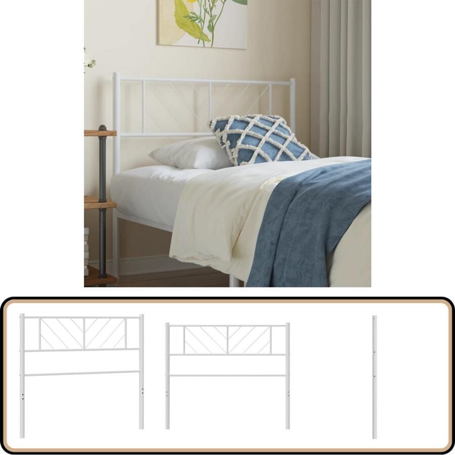 VidaXL Hoofdbord 75 cm Staal Wit Hoofdbord Beddecoratie Hoofdbekleding Klassiek Hoofdbord Metalen Hoofdbord Witte Hoofdbord Slaapkamers Bedroom Decor Headboard Designs Modern Headboards