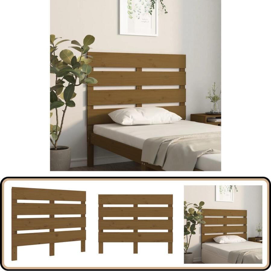 VidaXL Hoofdbord 75x3x80 cm Massief Grenenhout Honingbruin Houten Hoofdbord Hoofddekens Beddecoratie Slaapkamers Grenenhout Meubilair