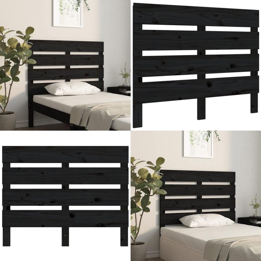 VidaXL Hoofdbord 75x3x80 cm massief grenenhout zwart Hoofdbord Hoofdborden Hoofdeinde Houten Hoofdbord