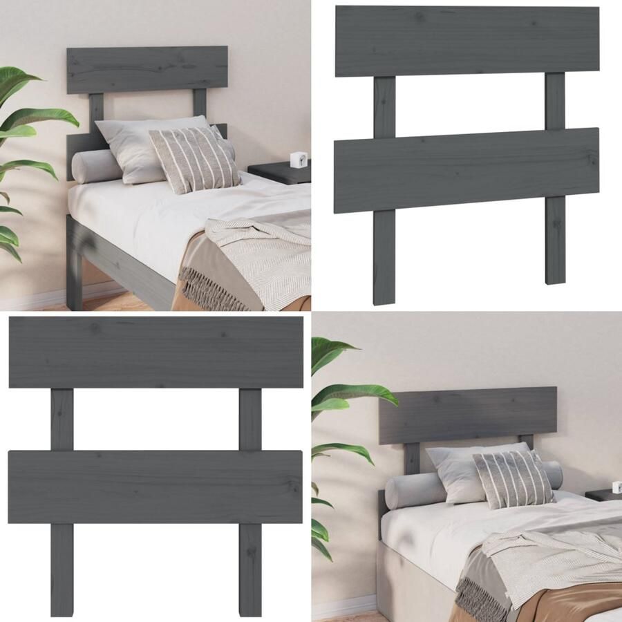 VidaXL Hoofdbord 78 5x3x81 cm massief grenenhout grijs Hoofdbord Hoofdborden Hoofdeinde Houten Hoofdbord