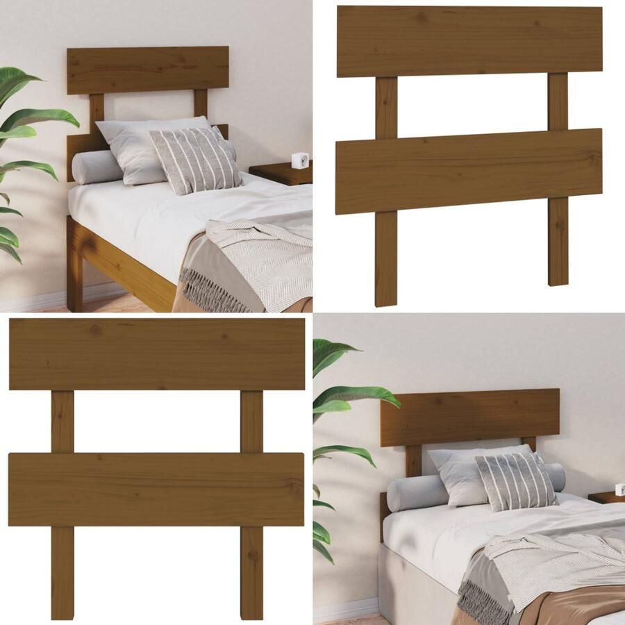 VidaXL Hoofdbord 78 5x3x81 cm massief grenenhout honingbruin Hoofdbord Hoofdborden Hoofdeinde Houten Hoofdbord - Foto 2