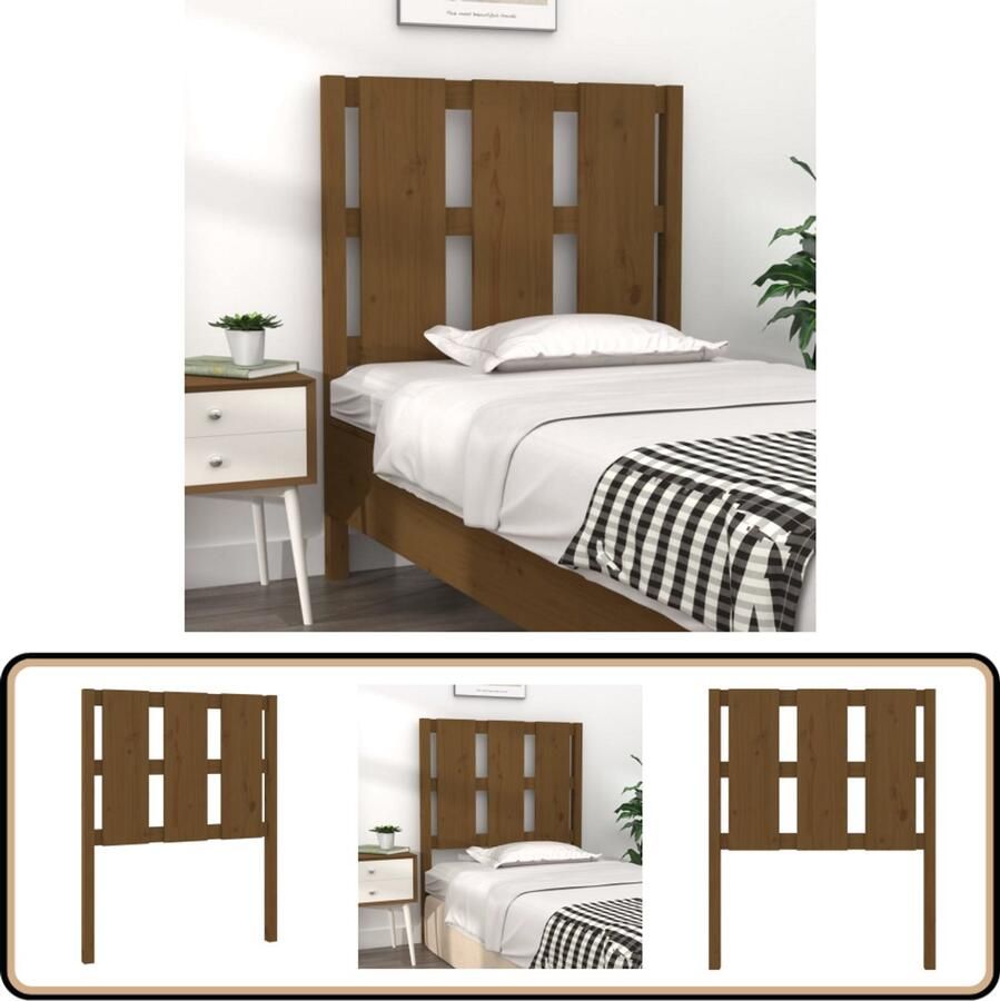 The Living Store Hoofdbord 80 5x4x100 cm massief grenenhout honingbruin Hoofdboard Hoofdeinde Houten Hoofdbord Grenenhout Bruine Hoofdbord