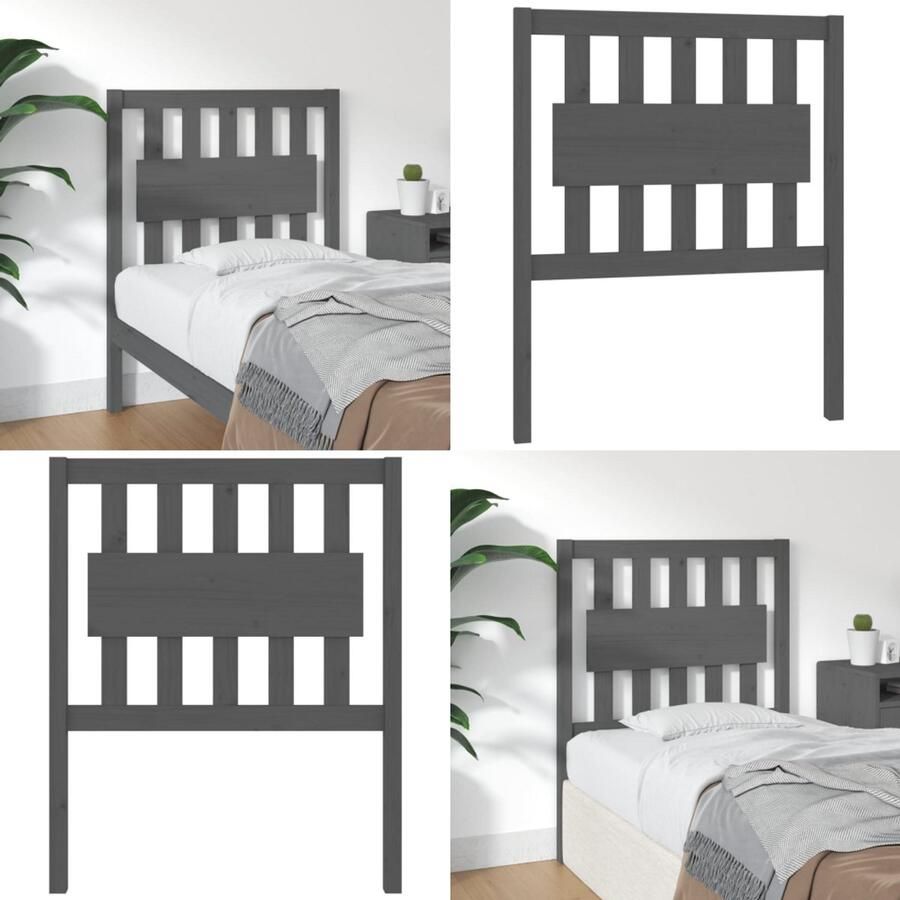 VidaXL Hoofdbord 80-5x4x100 cm massief grenenhout grijs Hoofdbord Hoofdborden Hoofdeinde Houten Hoofdbord