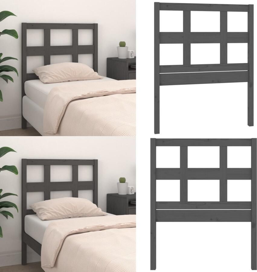 VidaXL Hoofdbord 80-5x4x100 cm massief grenenhout grijs Hoofdbord Hoofdborden Hoofdeinde Houten Hoofdbord - Foto 7