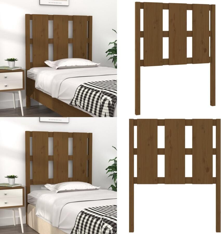 VidaXL Hoofdbord 80 5x4x100 cm massief grenenhout honingbruin Hoofdbord Hoofdborden Hoofdeinde Houten Hoofdbord