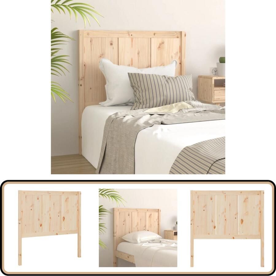 VidaXL Hoofdbord 80 5x4x100 cm Massief Grenenhout Houten Hoofdbord Hoofdeinde Rustic Decor Bed Frame Accessory Bedroom Furniture Wooden Headboard