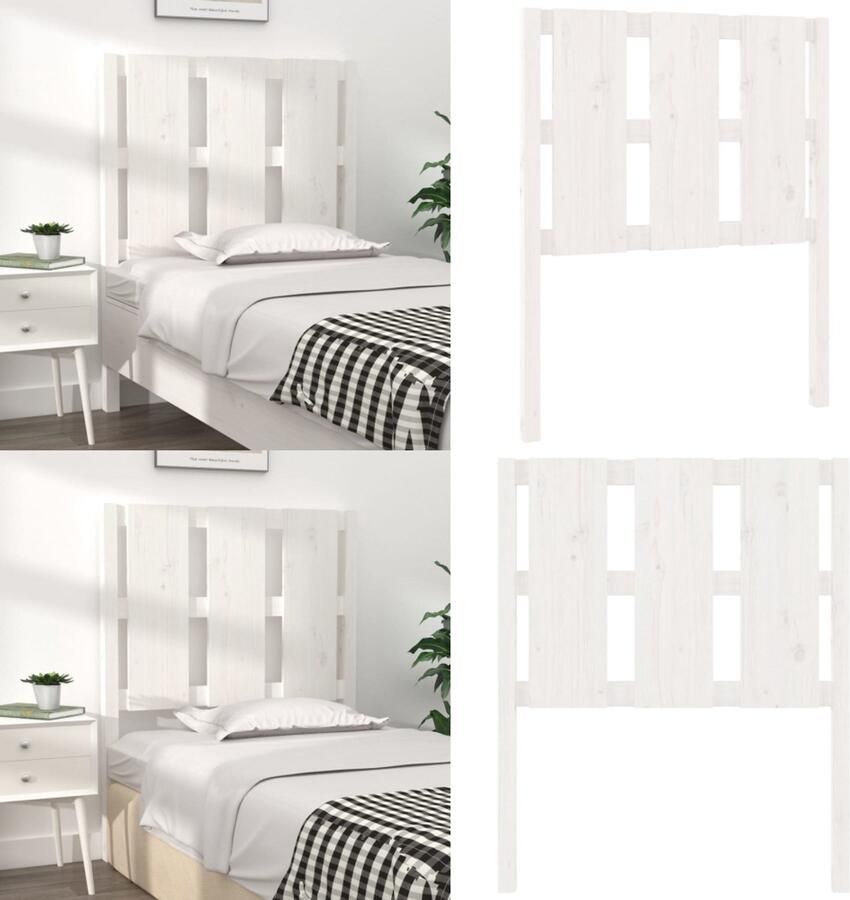 VidaXL Hoofdbord 80-5x4x100 cm massief grenenhout wit Hoofdbord Hoofdborden Hoofdeinde Houten Hoofdbord - Foto 6