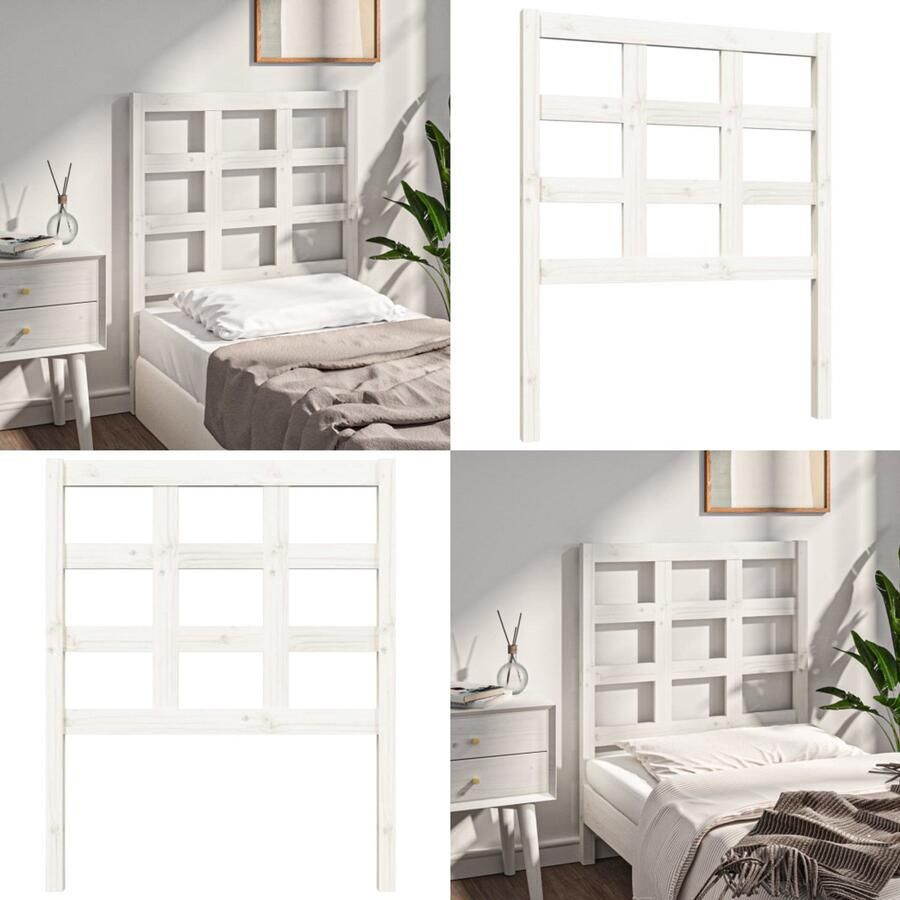 VidaXL Hoofdbord 80-5x4x100 cm massief grenenhout wit Hoofdbord Hoofdborden Hoofdeinde Houten Hoofdbord - Foto 2