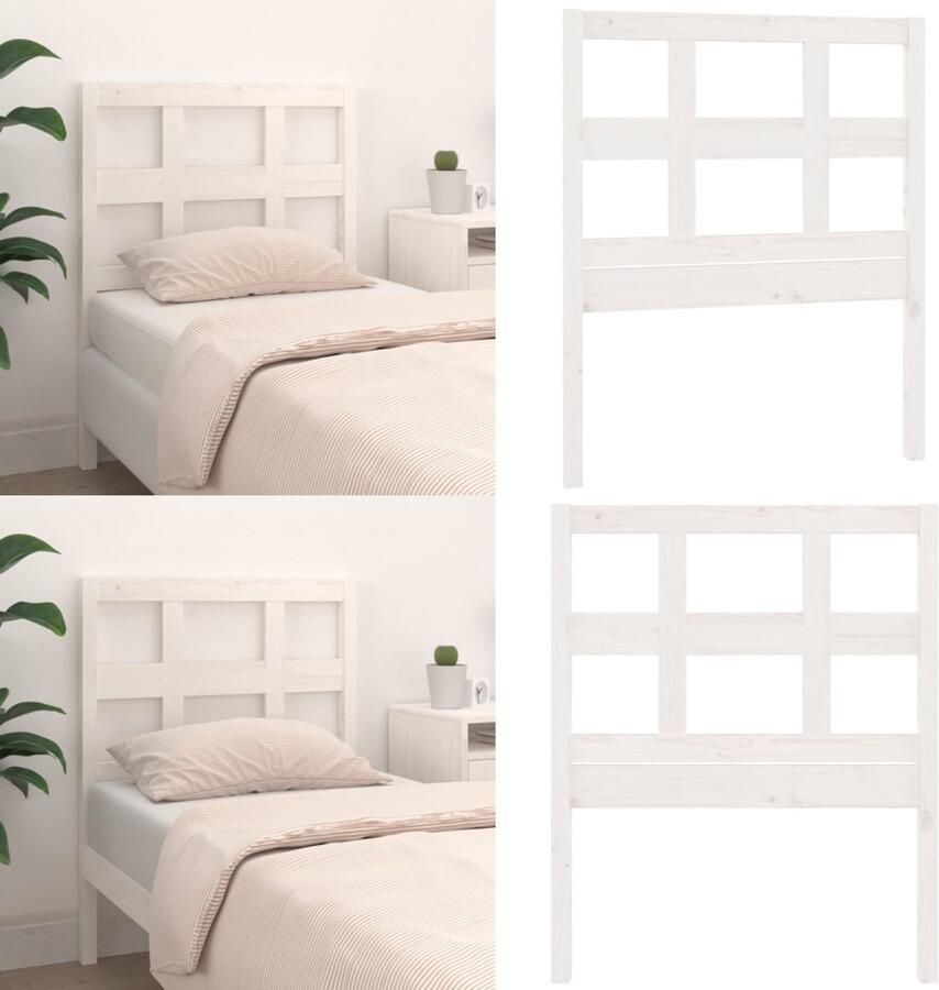 VidaXL Hoofdbord 80-5x4x100 cm massief grenenhout wit Hoofdbord Hoofdborden Hoofdeinde Houten Hoofdbord - Foto 5