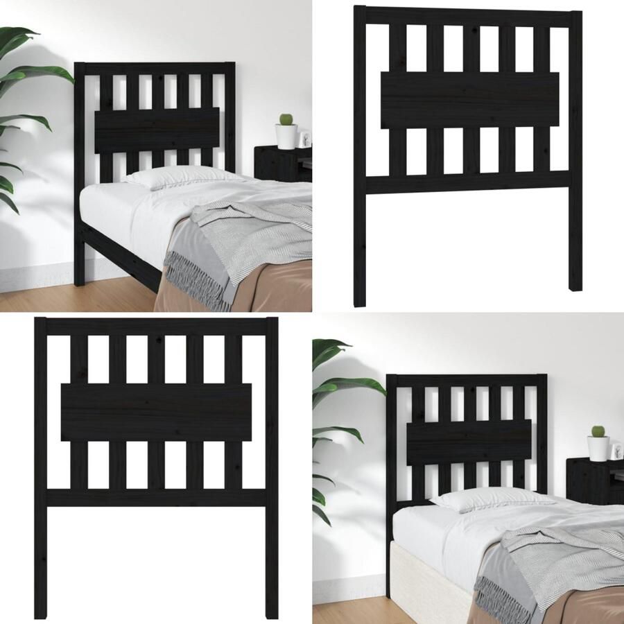 VidaXL Hoofdbord 80 5x4x100 cm massief grenenhout zwart Hoofdbord Hoofdborden Hoofdeinde Houten Hoofdbord